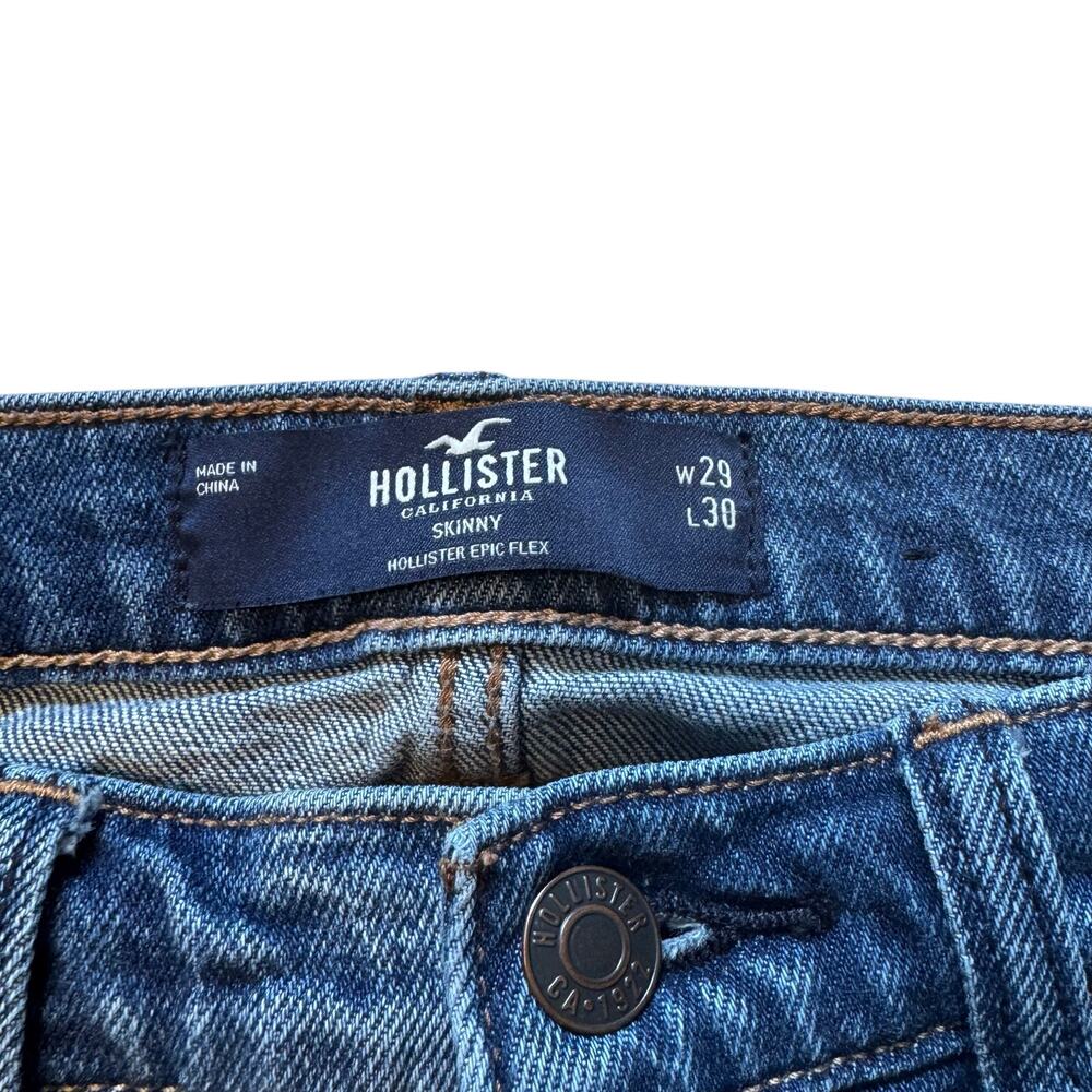 Hollister Men’s Epic Flex Skinny Jeans 29x30 Dark Medium Wash Distressed - Picture 3 of 7